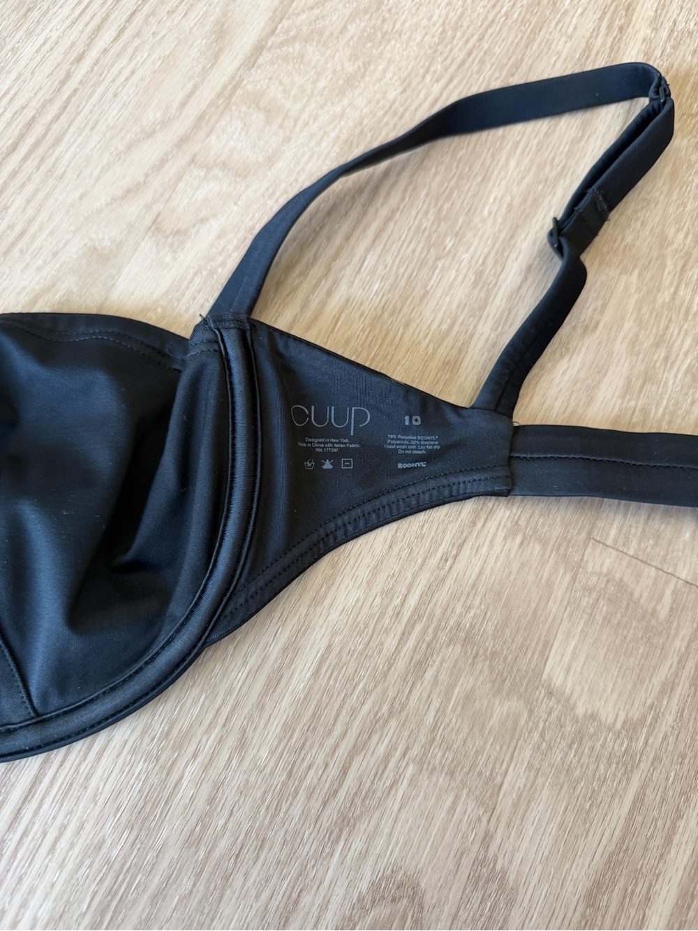 CUUP Size 10 Womens Black Unlined Underwire Back Closure Bikini Top - Picture 3 of 4